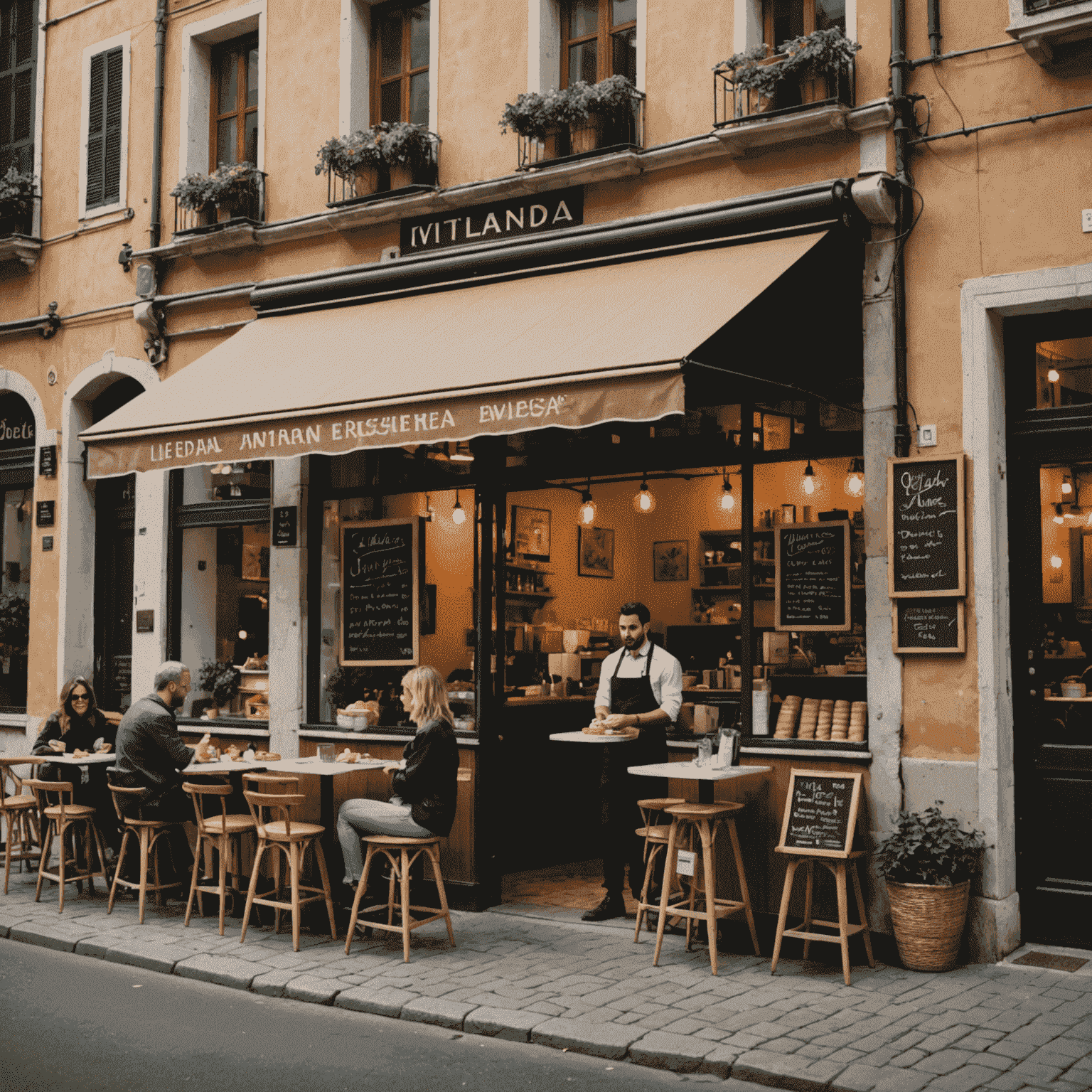 A small Italian café using an AI-powered ordering system and inventory management tool, demonstrating how small businesses are adopting AI technology