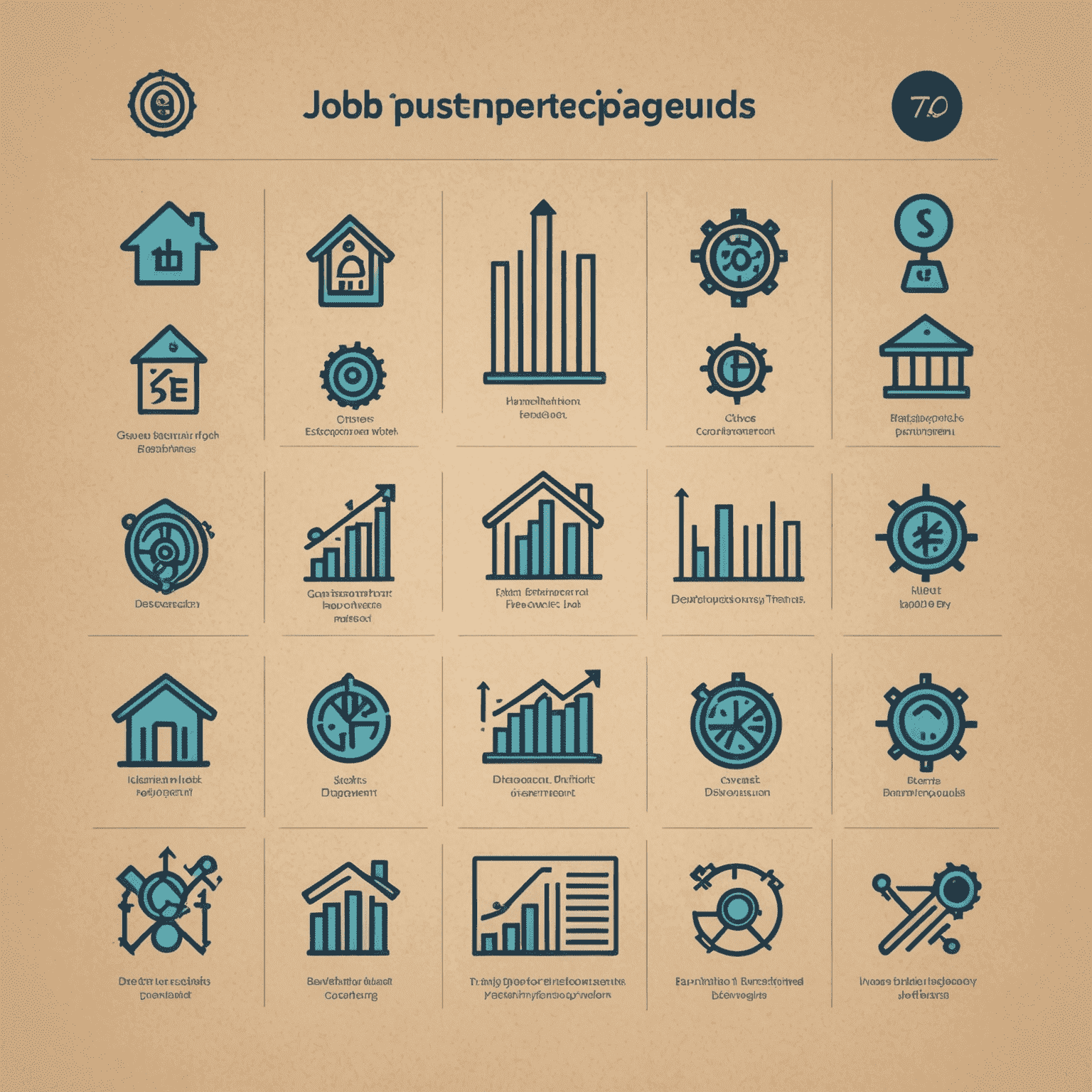 Graph showing job displacement trends with AI icons replacing traditional job symbols